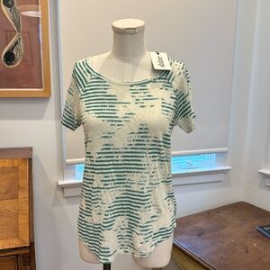 shine James Stripes Destroy Linen T Shirt - Menthol